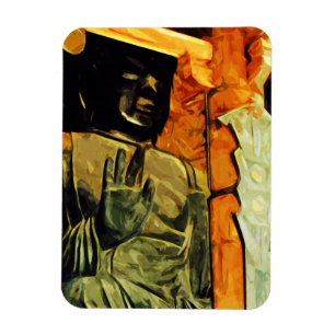 Buddhistiska statyer i Temple Abstrakt Impressioni Magnet