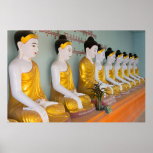 Buddhistiska statyer i Umin Thounzeh Poster
