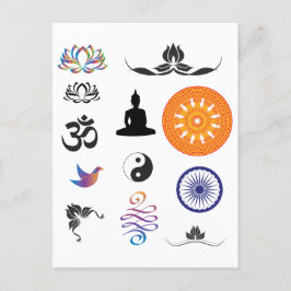 Buddhistiska symboler och mindfulhetssymboler vykort