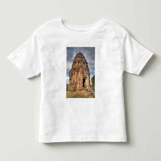 Buddhistmunk står i dörröppningen till ett tempel t-shirt (Framsida)