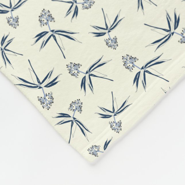 Budding Blue Grenar på grädde - sömlös mönster. Fleecefilt (Hörn)