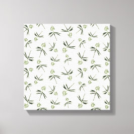 Budding Grönt Grenar på grädde - sömlös mönster Canvastryck