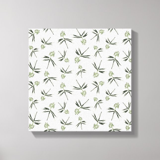 Budding Grönt Grenar på grädde - sömlös mönster Canvastryck (Framsida)