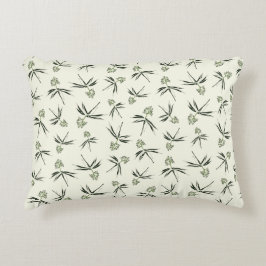 Budding Grönt Grenar på grädde - sömlös mönster Prydnadskudde