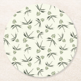 Budding Grönt Grenar på grädde - sömlös mönster Underlägg Papper Rund