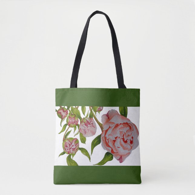Budding Peonies on a Tote Bag Tygkasse (Framsida)