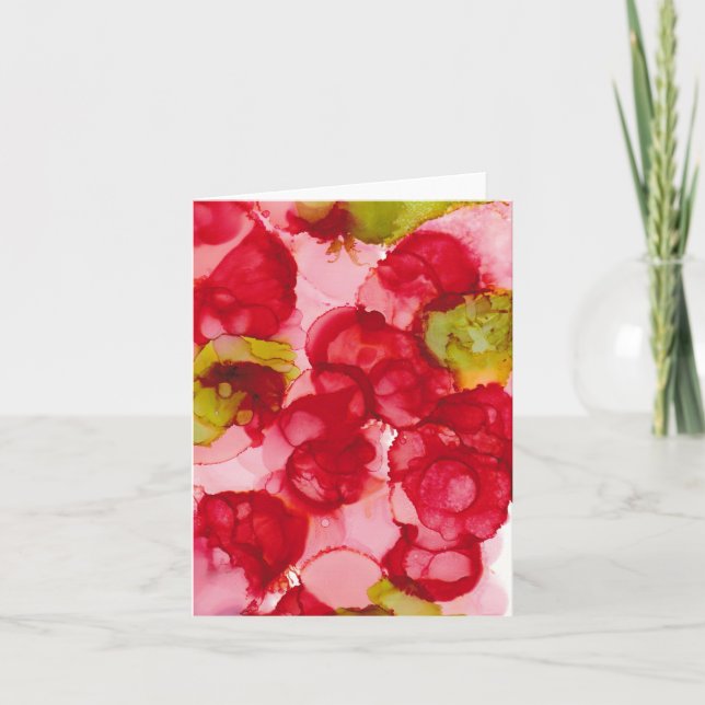 "Budding Red" - Alcohol Bläck Art Print Kort (Framsida)