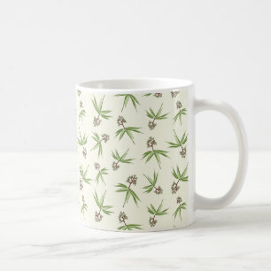 Budding Red Grenar på grädde - sömlös mönster. Kaffemugg