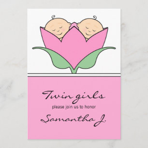 Budding Twillingars Baby Shower Rosa Tulip-inbjuda Inbjudningar