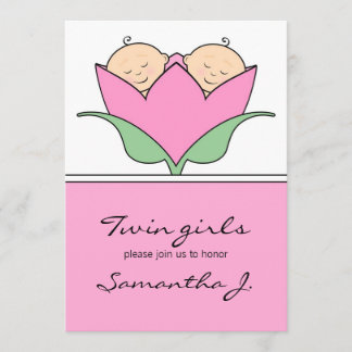 Budding Twillingars Baby Shower Rosa Tulip-inbjuda Inbjudningar