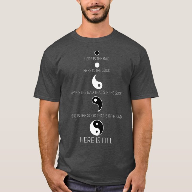 Buddist Life Yin Yang T Shirt (Framsida)