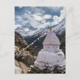 Buddistisk relikskrin- & bönflaggor, Himalaya berg Vykort