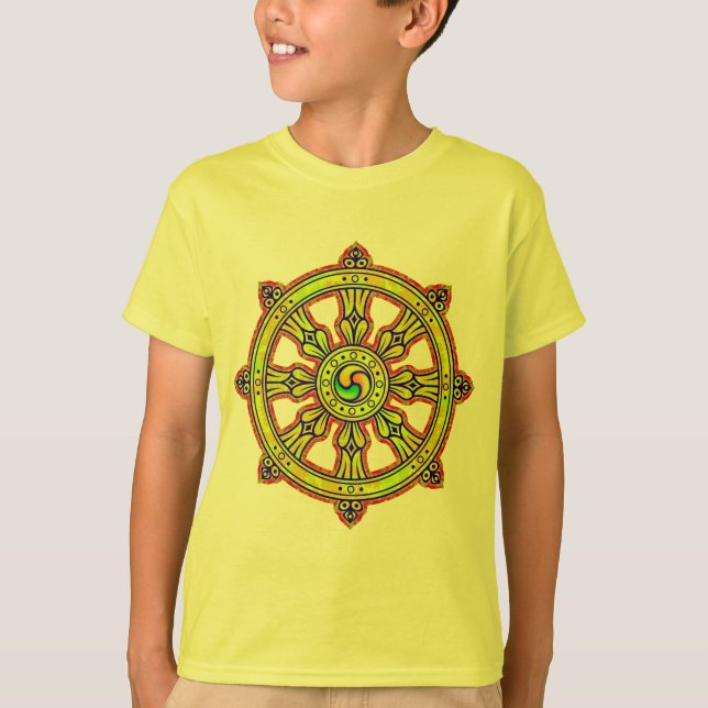 Buddistiska Dharma Chakra T Shirt (Framsida)