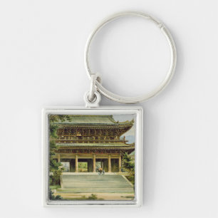 Buddistiskt tempel på Kyoto, Japan Fyrkantig Silverfärgad Nyckelring