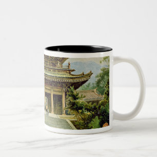 Buddistiskt tempel på Kyoto, Japan Två-Tonad Mugg