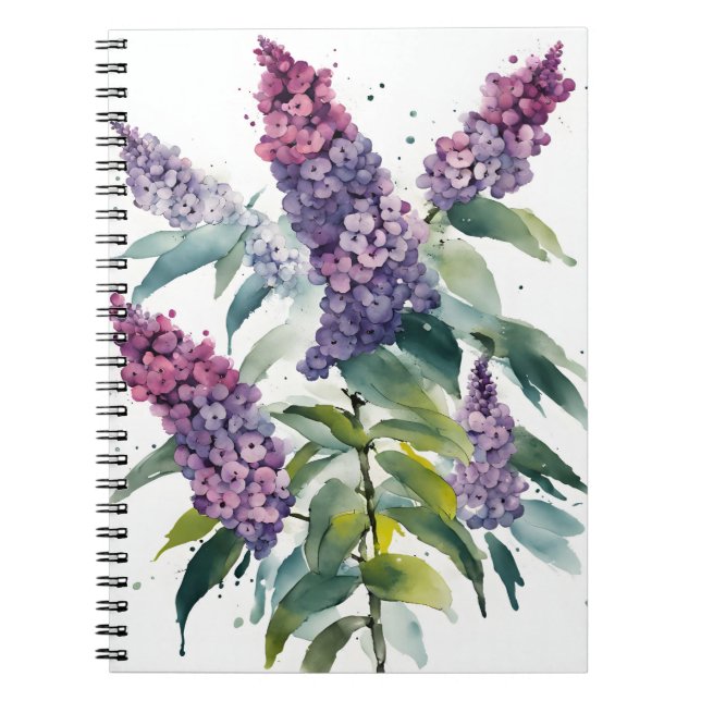 Buddleia - Akvarellblommor Anteckningsbok (Framsidan)