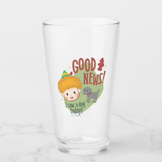 Buddy Elf Bra News! Jag såg en Hund idag! Glaskopp (Framsida)