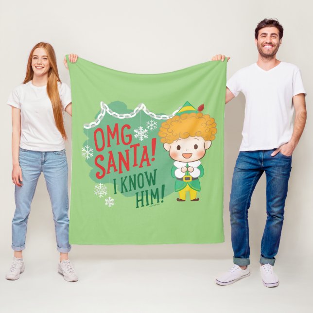 Buddy Elf OMG Santa! Jag känner honom! Fleecefilt (På plats)