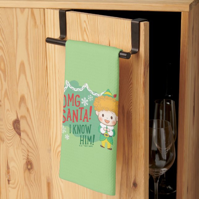 Buddy Elf OMG Santa! Jag känner honom! Kökshandduk (Thirds Fold)