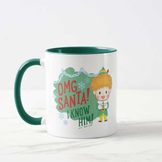 Buddy Elf OMG Santa! Jag känner honom! Mugg (Vänster)