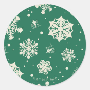 Buddy Elf Snowflake Mönster Runt Klistermärke