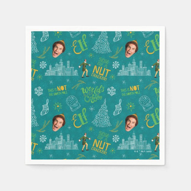 Buddy, Elf Teal Quote Mönster Pappersservett (Framsidan)