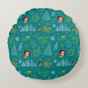 Buddy, Elf Teal Quote Mönster Rund Kudde