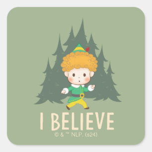 Buddy, Elf tror jag Fyrkantigt Klistermärke