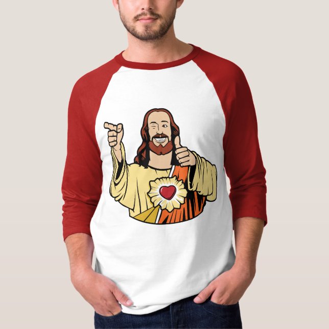 Buddy Jesus Baseball T-Shirt (Framsida)