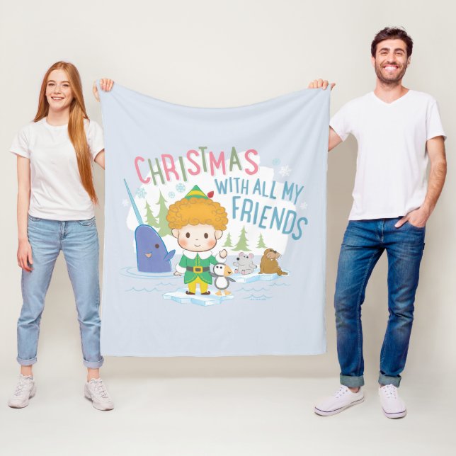 Buddy Julen Elf med alla mina vänner Fleecefilt (På plats)