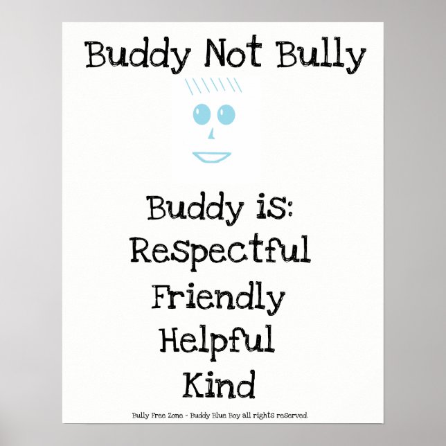 Buddy Not Bully Blue Boy Poster (Framsidan)