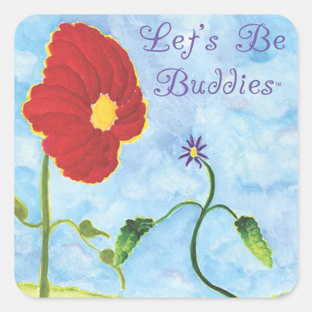 Buddy Stickers Fyrkantigt Klistermärke (Framsida)