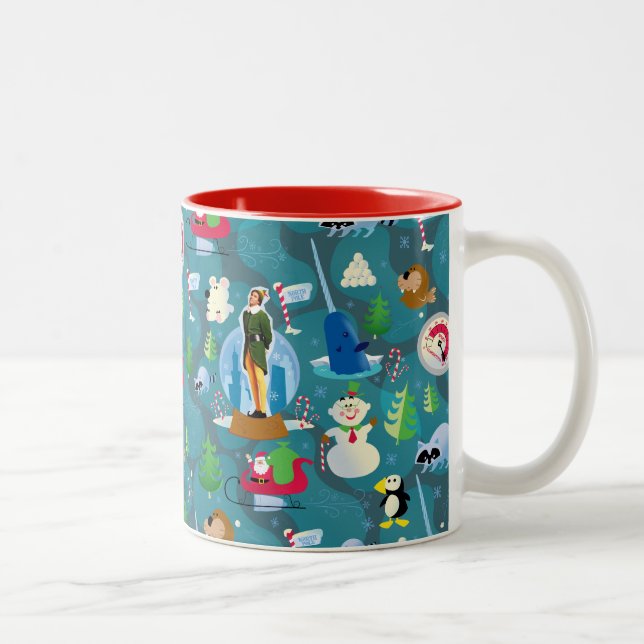 Buddy the Elf and Characters Teal Pattern Två-Tonad Mugg (Höger)