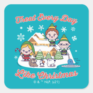 Buddy the Elf Chibi Graphic Fyrkantigt Klistermärke