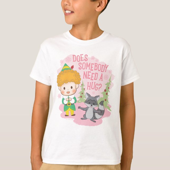 Buddy the Elf Does Somebody Need a Hug? T Shirt (Framsida)