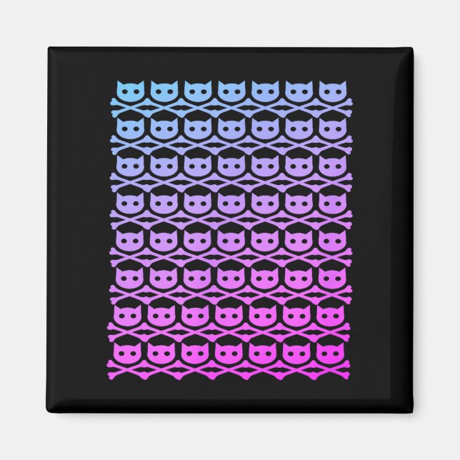 Buddycatafk över hela skallbenet rosa fade mörk  magnet (Framsidan)