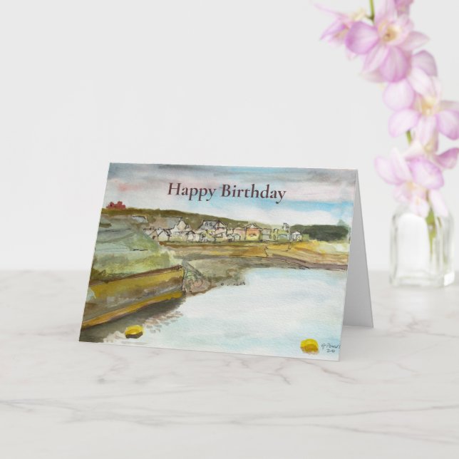 Bude Cornwall Kust Glad Födelsedagskort Kort (Orkide)