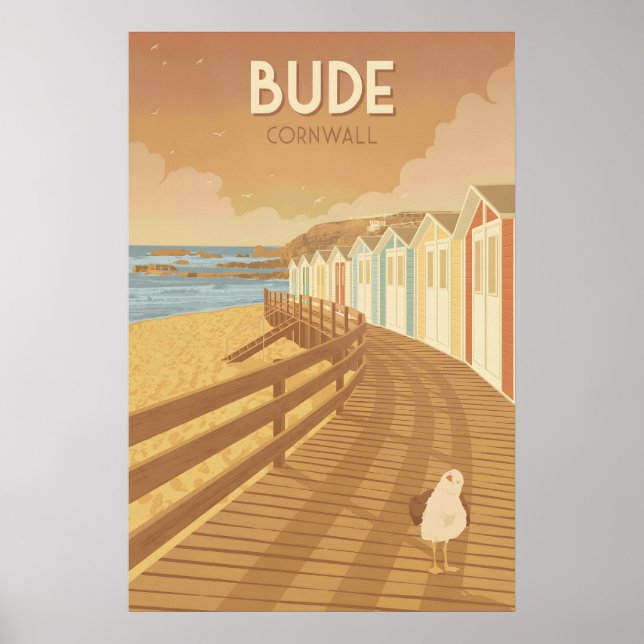 Bude Cornwall Travel Poster (Framsidan)