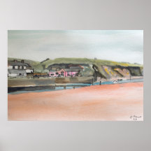 Bude Cornwall Tryck – Akvarell Kustväggkonst