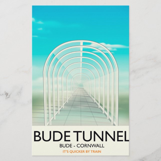 Bude Tunnel, Cornwall Parody Travel-affisch Brevpapper (Framsida)