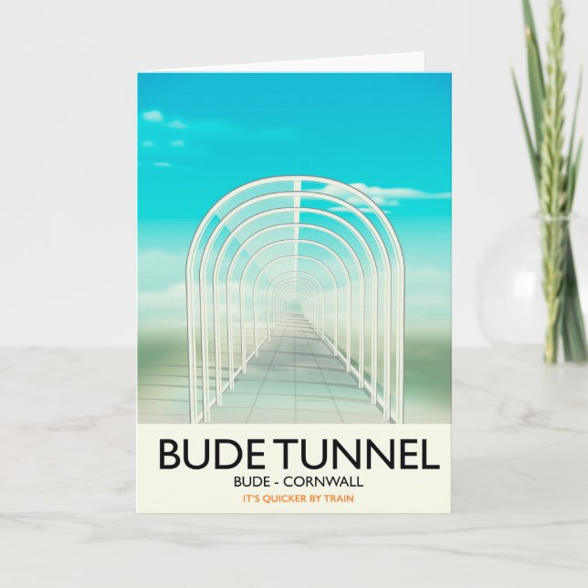 Bude Tunnel, Cornwall Parody Travel-affisch Helgkort (Framsida)