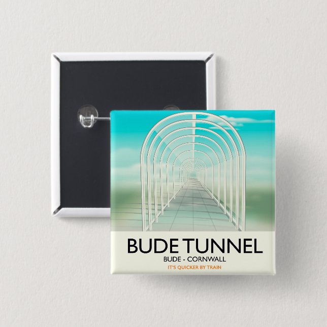 Bude Tunnel, Cornwall Parody Travel-affisch Knapp (Framsida & baksida)