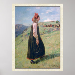 Budeia Norsk Hallingdal Folkostume Poster