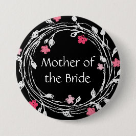 Budens mamma Black White Rosa Blommigt Utandning Knapp