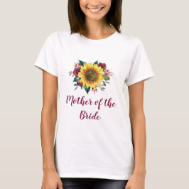 Budens mamma Blommigt Solros Burgundy Ro T Shirt