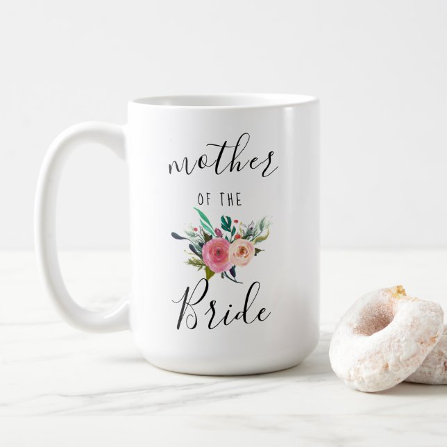 Budens mamma Bröllop Gift Blommigt Chic 15oz Kaffemugg (Med munk)