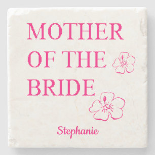 Budens mamma Bröllop Gift Rosa Blommigt  Stenunderlägg
