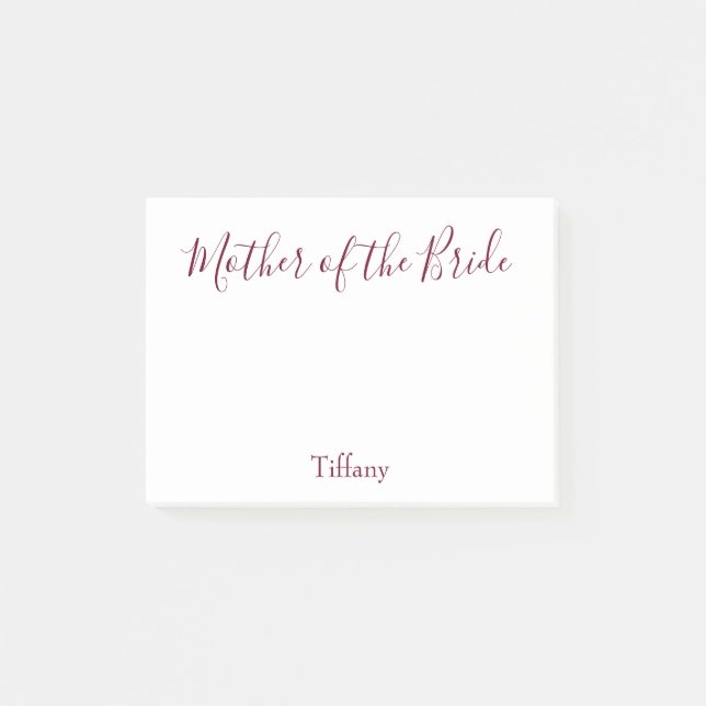 Budens mamma Bröllop White och Burgundy Post-it Block (Framsida)