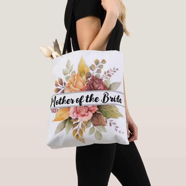 Budens mamma Burgundy Blommigt Fall Wedding T Tygkasse (Närbild)