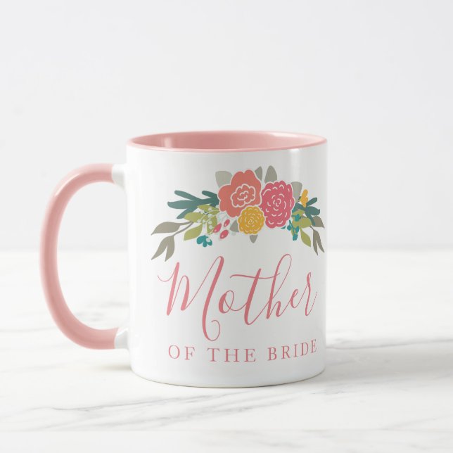 Budens mamma eller Groom Rosa ros Bouquet Mugg (Vänster)